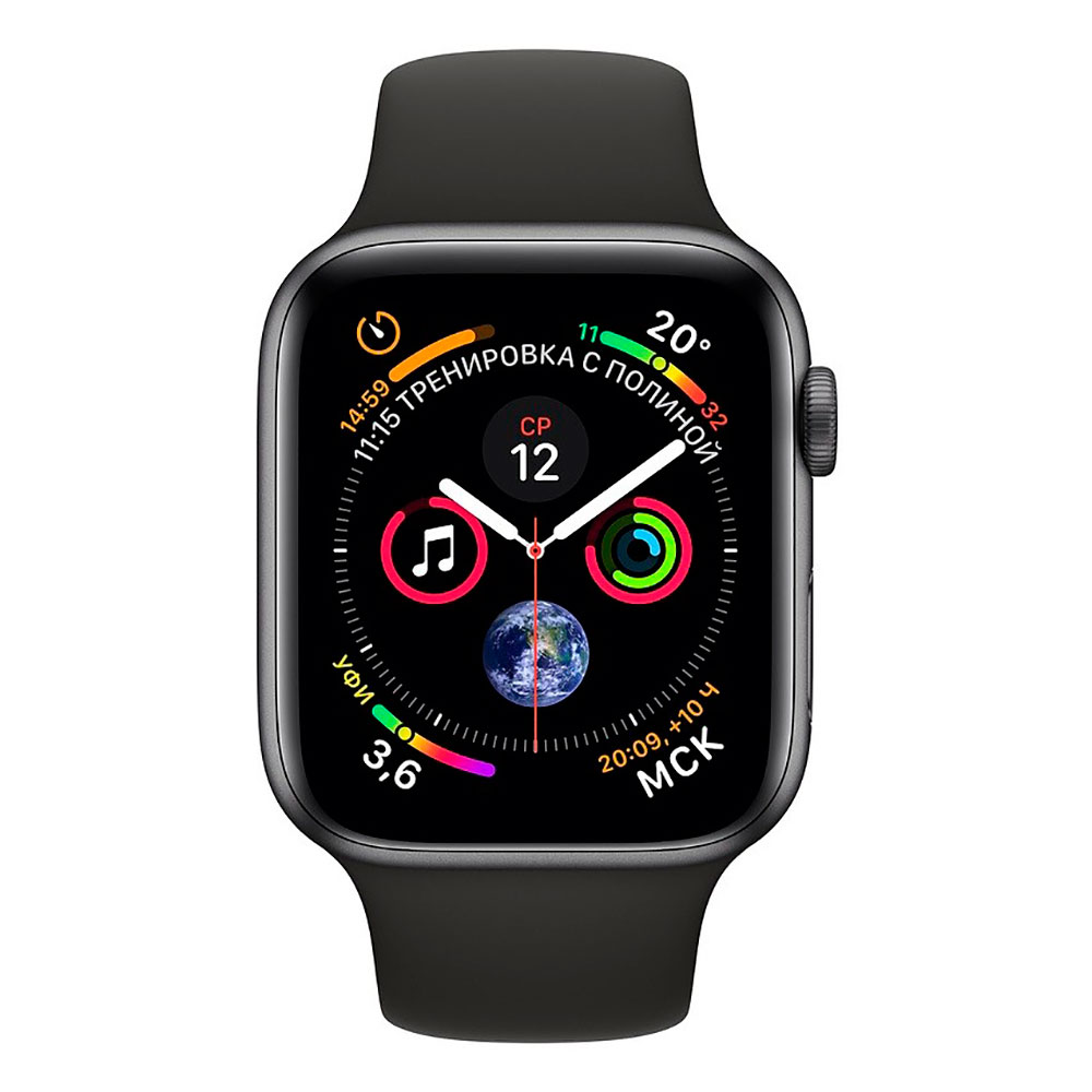 Apple Watch Series 4 GPS 44mm Space Gray Aluminum Case with Black Sport Band (MU6D2GK) б/в